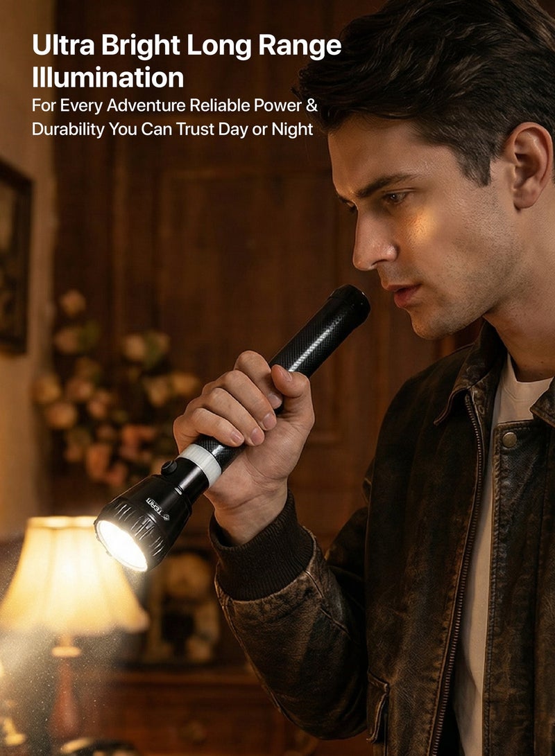 Team Rechargeable LED Flashlight – Ultra Long Range 1500–2000m | Heavy‑Duty Aluminum Torch | Water, Shock & Corrosion Resistant | High‑Power Outdoor Searchlight for Camping, Security & Emergencies - Image 3